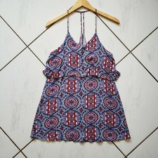 Lulus Mini Dress Boho Batik Ruffle Racerback Spaghetti Festival EUC Size Small S