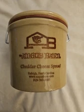 Angus Barn Crock Raleigh NC State Cheddar cheese Spread Jar With Lid