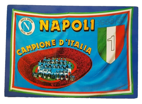 ORIGINAL POSTCARD FORCE NAPLES SSC CHAMPION DIEGO MARADONA POSTER SHIELD