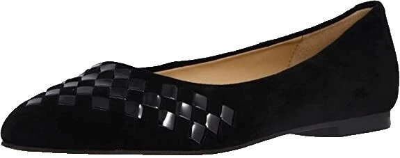 黑色绒面革芭蕾平底鞋女