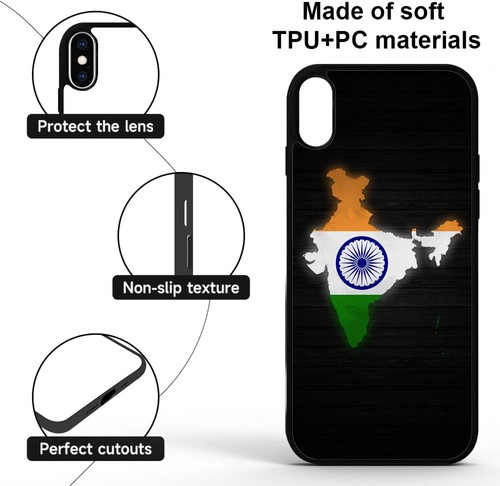 For iPhone X XS 11 12 13 14 15 Pro Max Indian Flag Map Artwork Cover - Picture 224 of 240