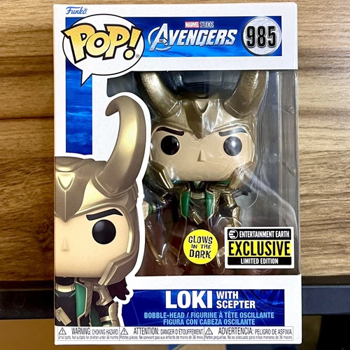 Avengers Loki With Scepter Funko Pop #985 Entertainment Earth Exclusive GITD New
