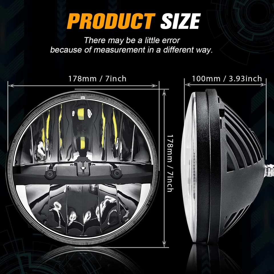 Par de Faróis de LED Pretos 7" Polegadas Aprovado pelo Ponto Ajuste Chevy Bel Air 1955 1956 1957 - Imagem 3 de 4