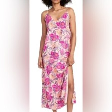 Old Navy Floral Maxi Dress with Double Slits in Orange and Pink - XXL