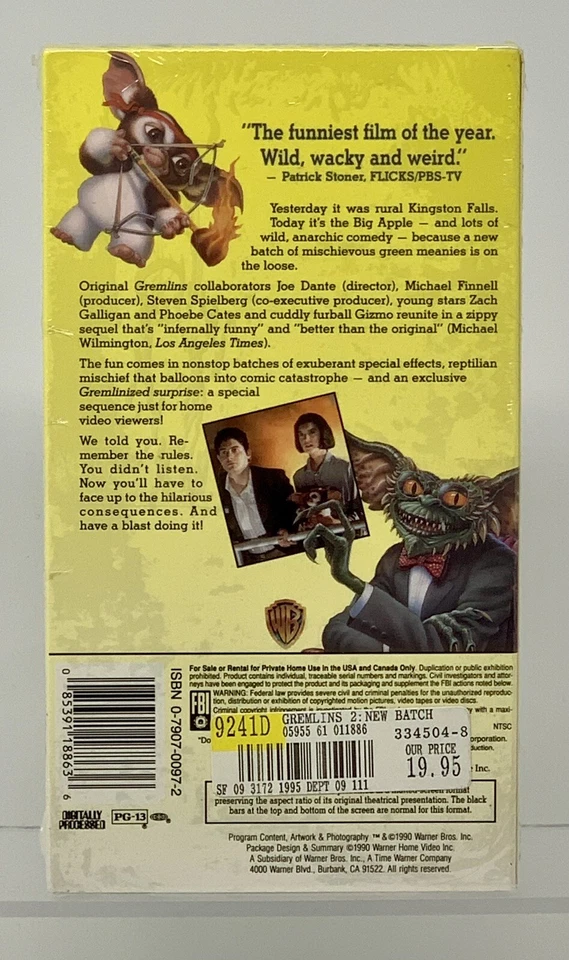 Gremlins 2 VHS (1990) Sealed | Slipcase 1990 | Warner Bros Video | WM - Image 3 of 4
