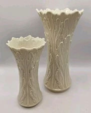 Lenox Woodland Collection Ivory Vases--Set of 2