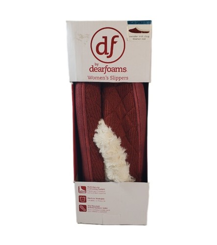Women’s Dearfoams Sweater Knit Clog Slippers Tibetan Red Size Extra Large 11-12 - Picture 6 of 6
