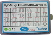 Big CMOS Logic 4000 4500 IC Series Assortment Box 24 Types 96 pcs CD4001 CD40...