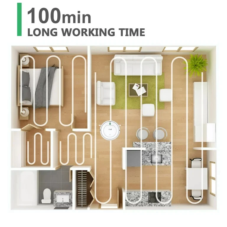 KBT X6 INSE Robot Vacuum Cleaner 1800Pa Suction Anti-collision Anti-fall (White) - Image 4 of 4