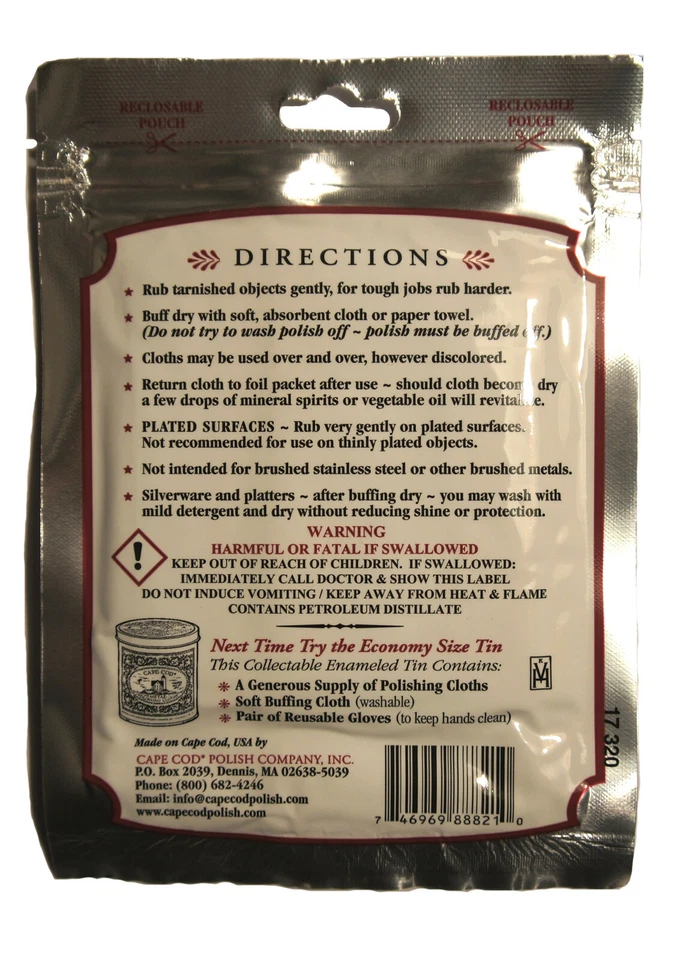 Cape Cod Polishing Cloth, Poliertuch, 2er Pack, Fine Metal Polish, Uhren Politur - Bild 2 von 3