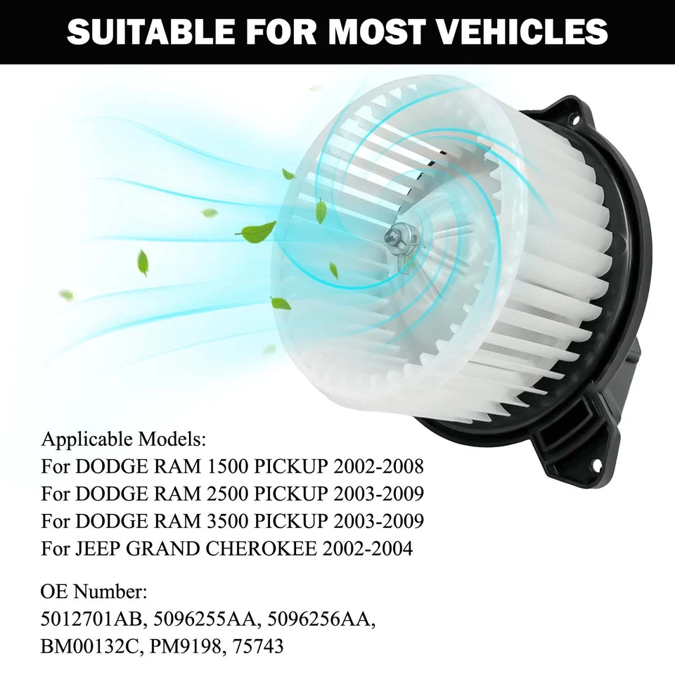 AC Heater Blower Motor w/Fan Cage For 2002-2008 Dodge Ram 1500 2500 3500 700012 - Изображение 2 из 4