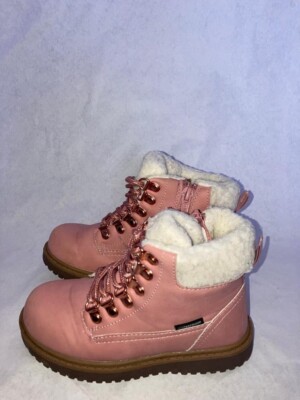 H&M UNISEX KIDS PEACH FAUX LEATHER LACE&ZIP UP ANKLE