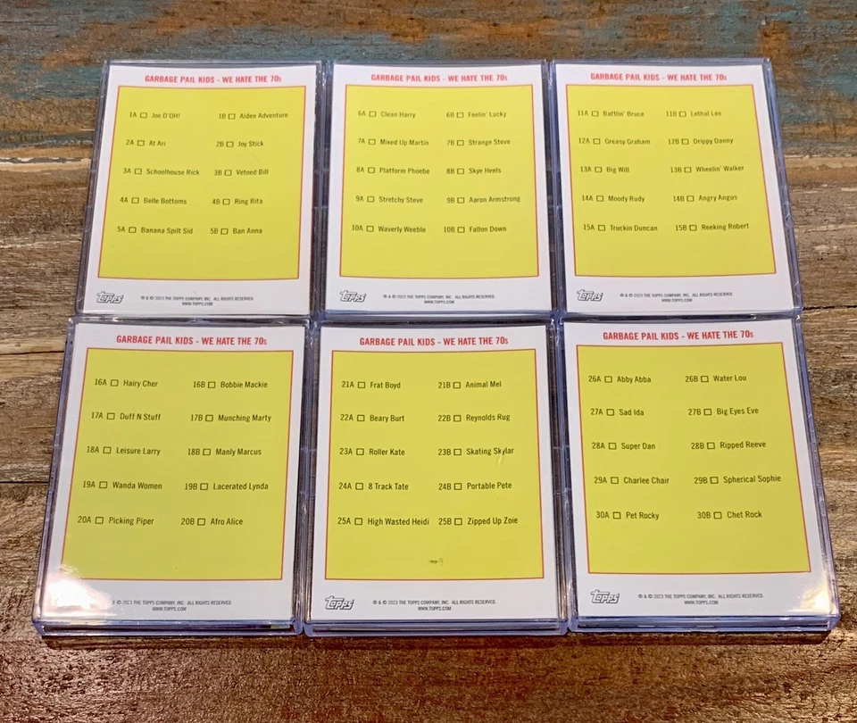 2023 TOPPS GARAGE PAIL KIDS “We Hate The 70’s” Waves 1-6 COMPLETE 60 CARD SETS - Image 2 of 4