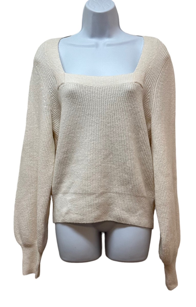 Madewell Melwood Square-Neck Sweater in Coziest Yarn Cream