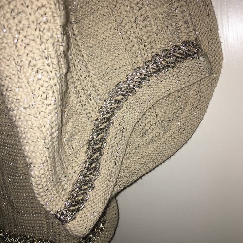 Leggiadro Cream and Metallic Silver Zip Front Cardigan Sweater Jacket Sz Small. - Picture 10 of 12