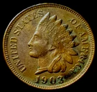 1903 INDIAN HEAD CENT UNCIRCULATED 4 DIAMONDS! Metal dots by "O" from pitted die