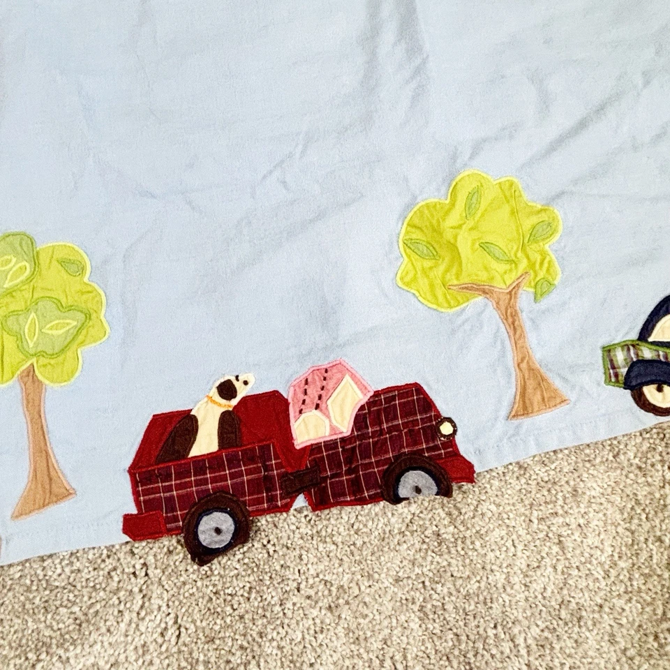 "Juego de 2 cenefas de cortina con apliques de coche azules forradas 44"" X 18"" Pottery Barn Kids" Foto 3 de 4