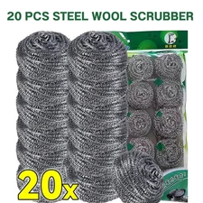 20x Stainless Steel Scrubbers Kitchen Scouring Pads Pot Pan Cleaner Dish Sponge