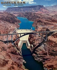HOOVER DAM - Colorado River Bridge - Nevada/Arizona Border - Oversized Postcard
