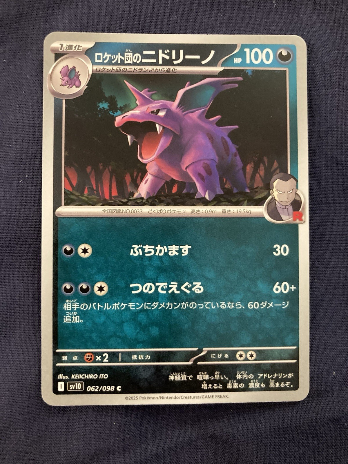 Team Rocket's Nidorino 062/098 Sv10: The Glory of Team Rocket Regular (Japanese)