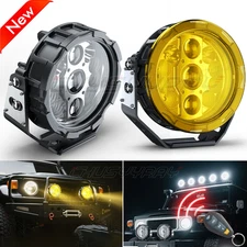 2PCS 7inch LED Halo DRL Driving Spot Lights Black Round Offroad Truck SUV 4x4