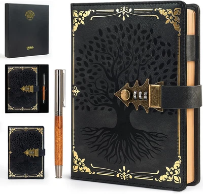 WEMATE Tagebuch Mit Schloss Und Geschenkbox, A5, 260 Seiten, Nachfüllbar, Hardco