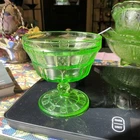 Vintage Uranium Jeannette Glass Co. Green Doric Footed Sherbet Depression