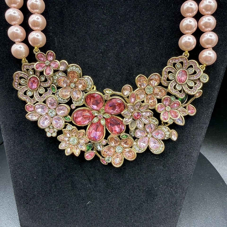Collar de Cristal con Cuentas Heidi Daus Flower Show Rosa 2 Hilos Brillante Declaración Foto 2 de 4