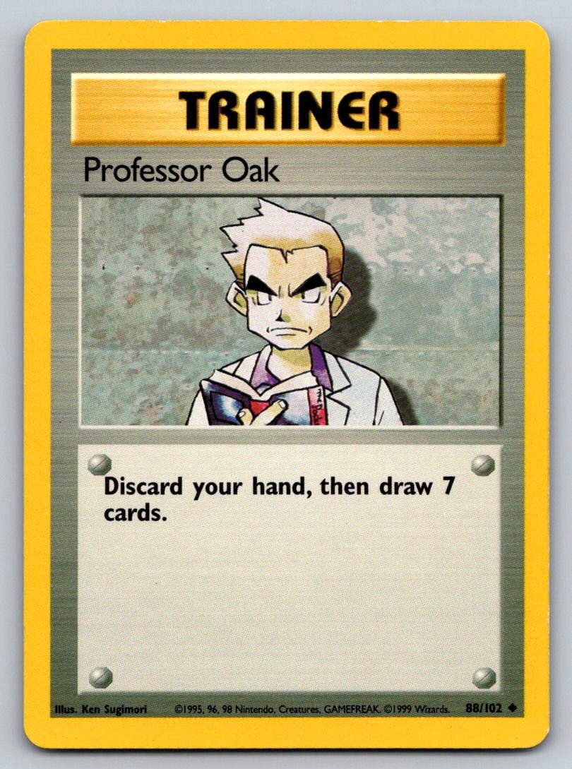 Professor Oak 88/102 NM Base Set Unlimited Pokemon