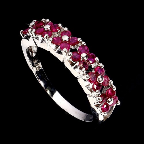 925 Sterling Silver Ring Round Ruby 2mm Natural Gemstone Jewelry Size 8