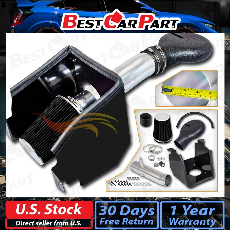 BCP BLK 94-01 Dodge Ram 1500 V8 5,2 L/5,9 L protector térmico admisión de aire frío + filtro Foto 2 de 4