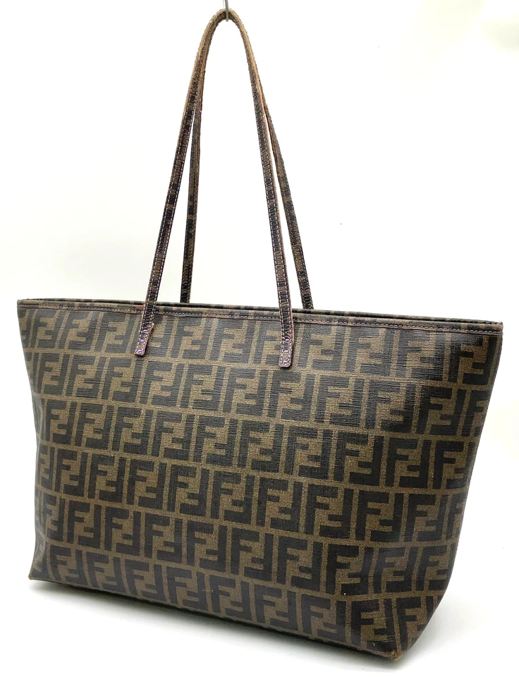 Auténtico Bolso de Hombro FENDI Estampado de Zucca PVC Marrón Púrpura NS101172 Foto 2 de 4