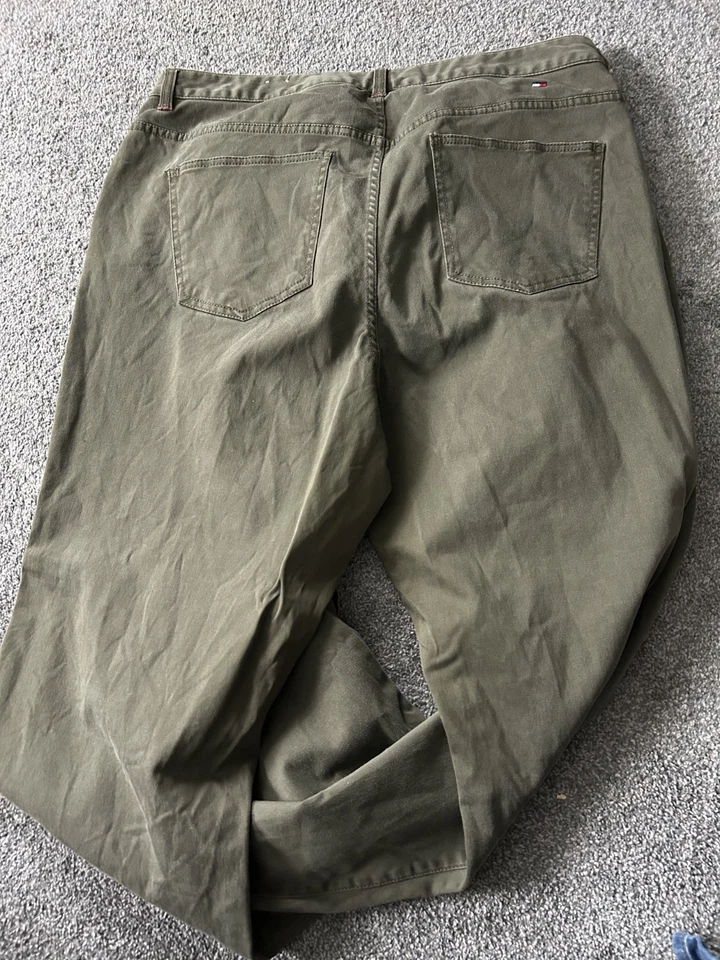 Pantalones de mezclilla elásticos de pierna ancha a presión verde Tommy Hilfiger para mujer talla 16 Foto 3 de 4