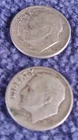 2 Denver Roosevelt Dimes 1960 Silver USA Coins