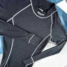 Craft Base Layer Top Women S Black Cycling Hiking Running  Ribbed Athletic