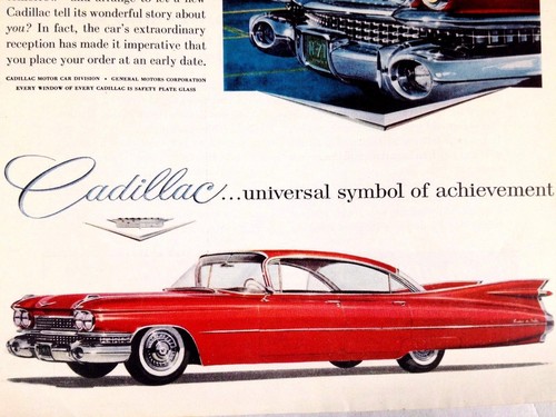 1959 Cadillac 4 Door Hardtop Print Ad GM Red - Picture 2 of 2