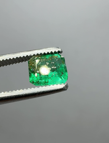 0.55 Carat Beautiful Natural Green Emerald Cut Gemstone Combined With Pyrite - Video 1 of 1