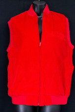 Vintage 1980s red corduroy insulated vest, warm cotton pockets fall winter