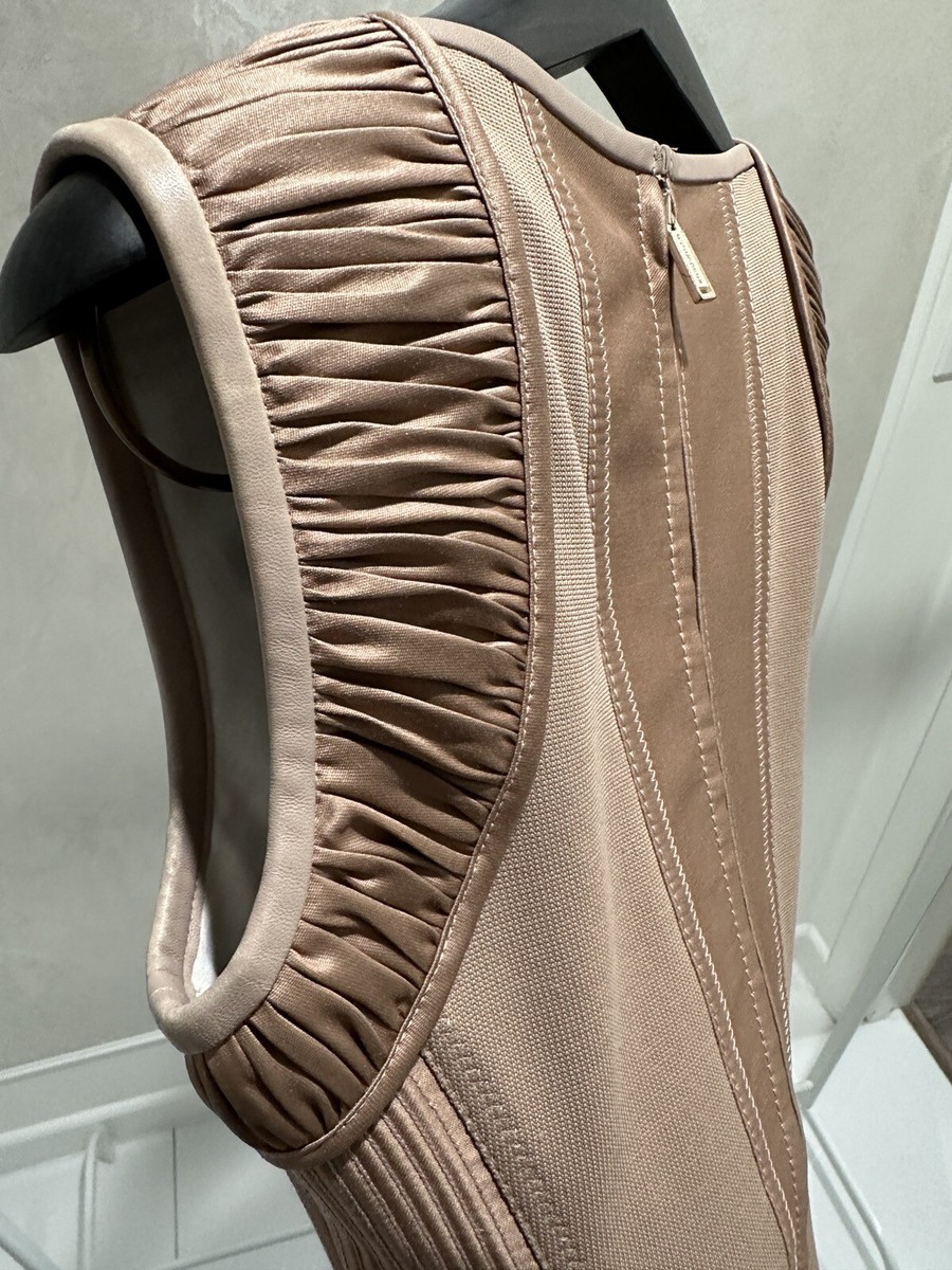 DSQUARED2 Made in Italy IT42 Champagne/Beige Dress- Wool/Silk & Leather Accents View 6