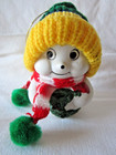 GIFTCO 1987 SNOW BELLS Porcelain Christmas Ornament w/ Knit Accesories Snowman — photo 1