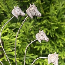 HUGE 6 Horses Sterling Silver Repousse Artisan Brooch Stick Pin Unusual Vintage