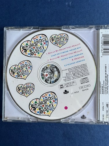 Shakespear’s Sister Break My Heart / Heroine RARE UK cd single 3 track 1989 - Imagen 2 de 2