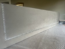 Stone Pale Grey Plush Velour Padded Window Pelmet With Studding