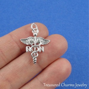 Silver-RN-CADUCEUS-Registered-Nurse-Symbol-CHARM-Doctor-Hospital-PENDANT