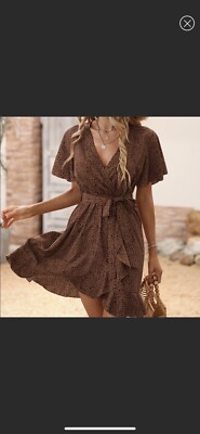 francesca's brown dress Francesca Brown Asymmetrical Gathered Mini Dress main image 0