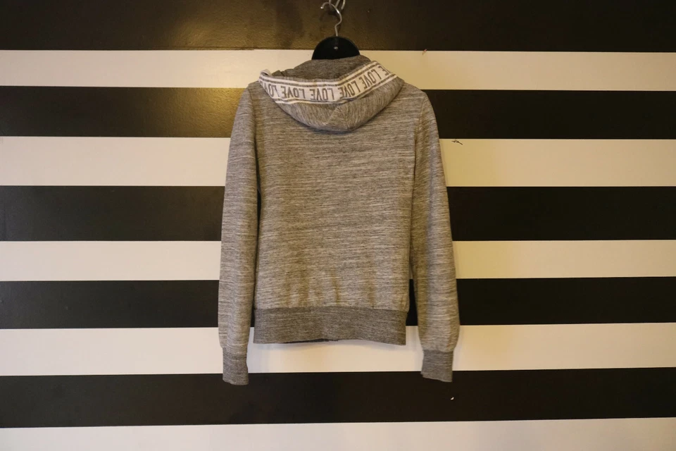 Moletom com capuz feminino Reflex Love Republic cinza zíper completo mistura de algodão tamanho M - Imagem 2 de 4