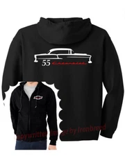 1955 55 CHEVY HARDTOP Zip UP JACKET HOODIE Bel Air 150 210 Muscle Car t shirt