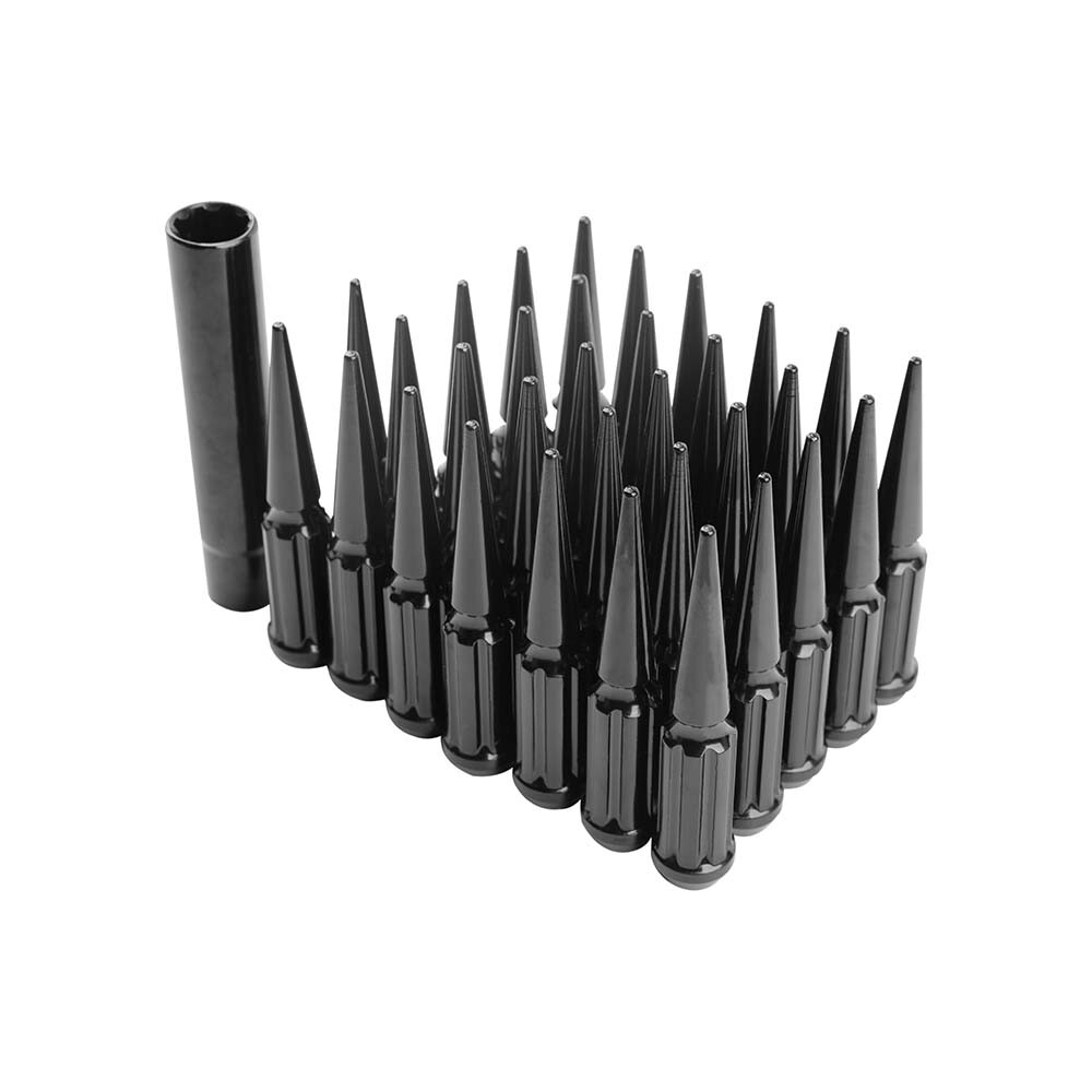 24Pcs Spiked Lug Nuts M14x1.5 Thread 4.4" Tall + Key For Aston Martin Rapide AMR