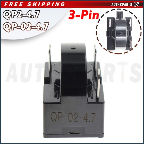 Refrigerator Start Relay 3 Pin QP2-4.7 Start Relay PTC - 3-Pin, 4.7 Ohm For Danby, Magic Chef, Kenmore Fridges Magic Chef Black Refrigerators - Foto 2
