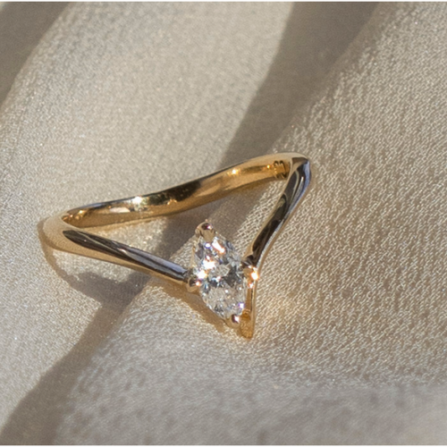1,00 ct Marquise-Schliff Diamant IGI Lab Grown Ehering 18 K Gelbgold - Picture 8 of 13